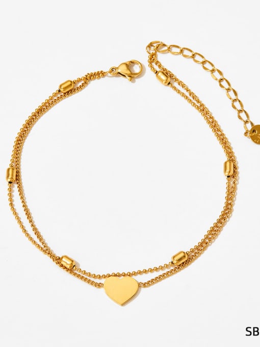 SBK090 Gold Stainless steel Heart Minimalist Strand Bracelet