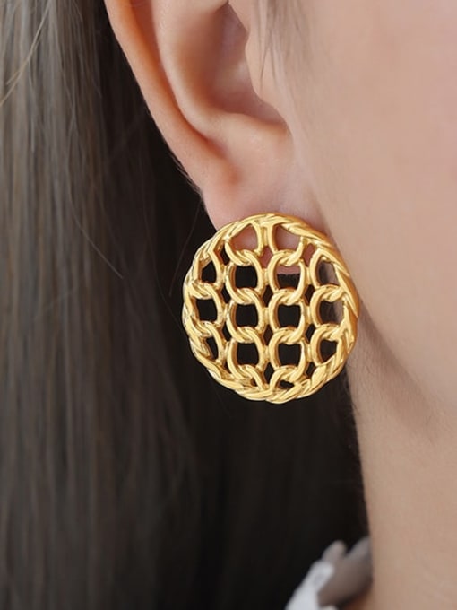 F968 Gold Earrings Titanium Steel Geometric Minimalist Stud Earring