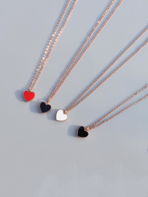 MAKA Titanium 316L Stainless Steel Enamel Heart Minimalist Necklace with e-coated waterproof 2