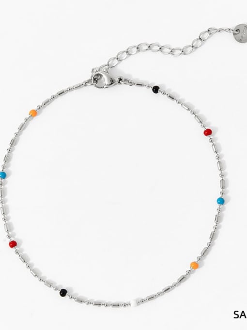 SAP952 Bracelet Silver+Color Stainless steel Irregular Minimalist Beaded Necklace