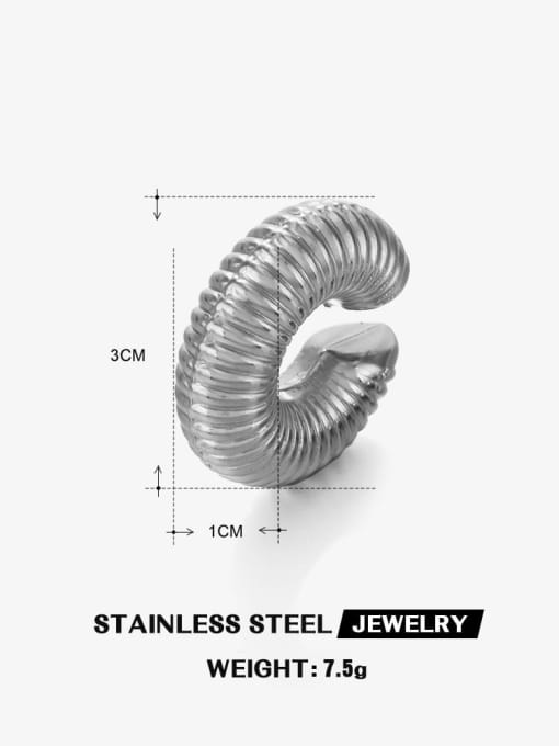 1 steel colored threaded ear clip Stainless steel Geometric Hip Hop Single Earring