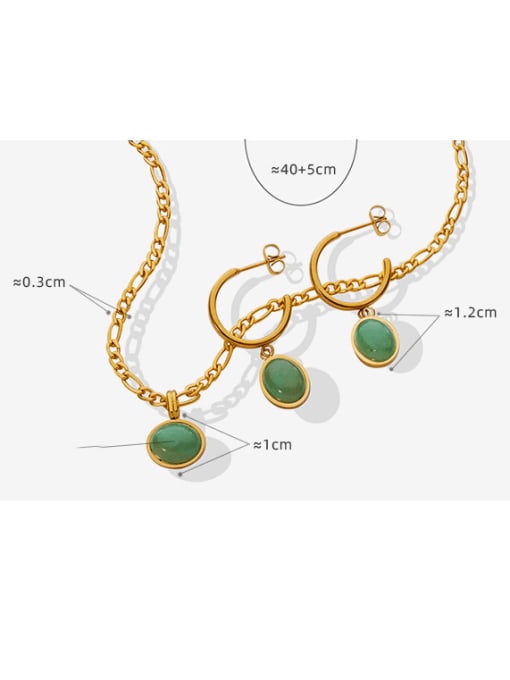 MAKA Titanium Steel Jade Vintage Geometric  Earring and Necklace Set 1