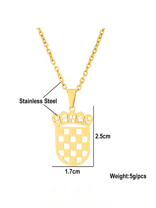 SONYA-Map Jewelry Stainless steel Medallion Ethnic Croatian badge pendant Necklace 3