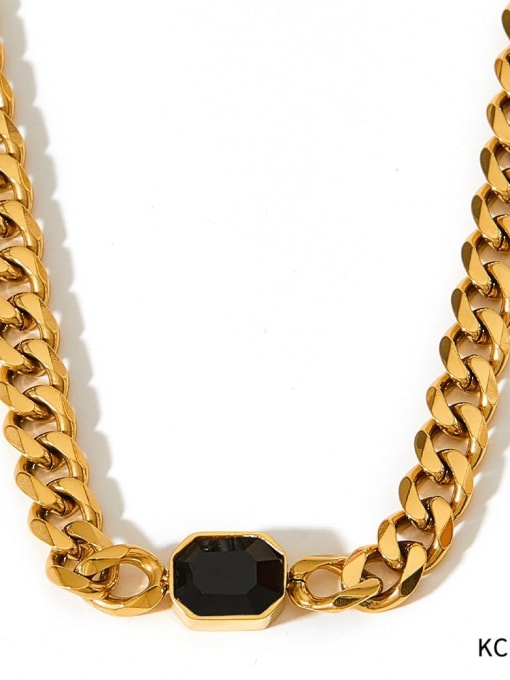 KCD514  Gold Stainless steel Cubic Zirconia Geometric Hip Hop Multi Strand Necklace