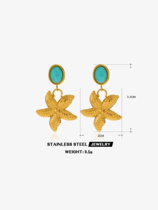 Fine throwing starfish earrings in gold Stainless steel Hip Hop Star Ring And Earring Set