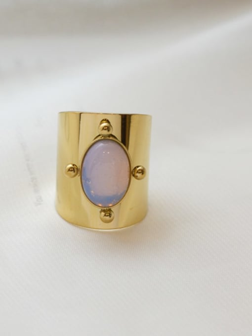 Purple Natural stone vintage golden titanium steel ring