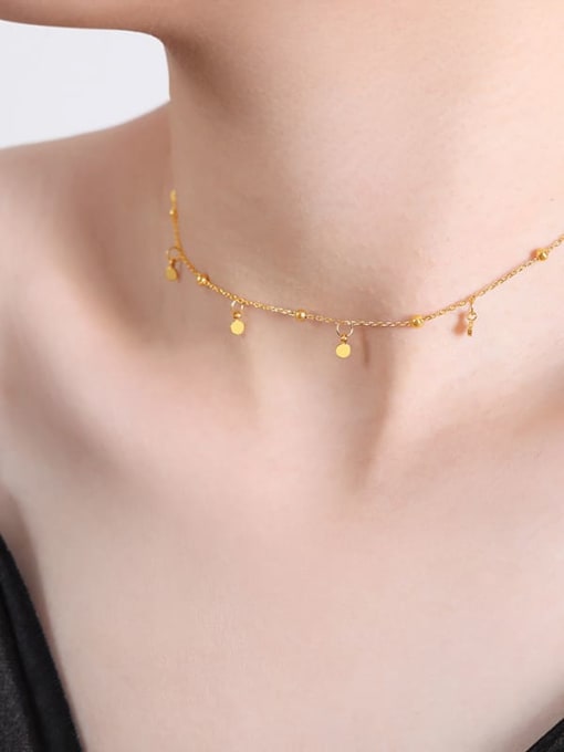 P1534 Gold Necklace 35 +5cm Titanium Steel Trend Geometric Bracelet and Necklace Set