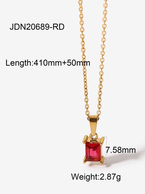 JDN20689 RD Stainless steel Cubic Zirconia Rectangle Trend Necklace
