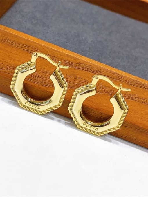 H00323 Gold Brass Geometric Vintage Huggie Earring