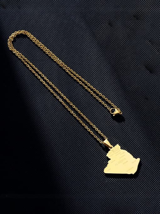 golden Stainless steel Medallion Hip Hop Algerian Cities and Map Pendant Necklace