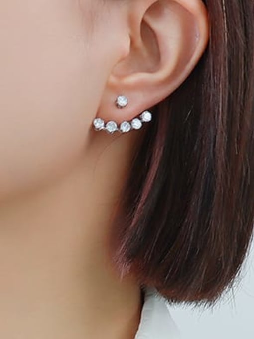 F550 steel zircon inlaid Earrings Titanium Steel Rhinestone Geometric Minimalist Stud Earring