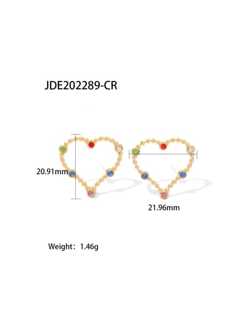 JDE202289 CR Stainless steel Cubic Zirconia Heart Dainty Stud Earring