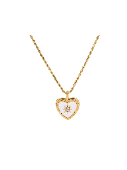 JDN21255 Stainless steel Cubic Zirconia Heart Trend Necklace