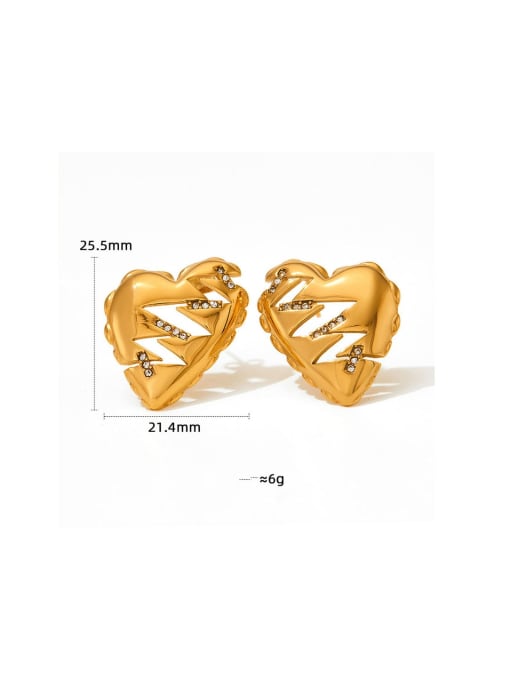 Clioro Stainless steel Cubic Zirconia Heart Trend Stud Earring 2