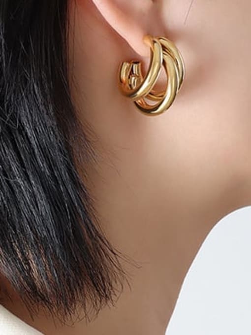 F072 Gold Earrings Titanium Steel Geometric Vintage Stud Earring