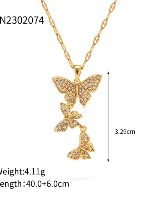 JDN2302074 Stainless steel Cubic Zirconia Butterfly Vintage Necklace