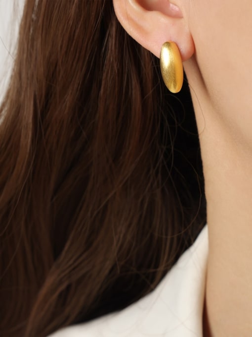 F1116 long oval gold earrings 20x8MM Brass Irregular Minimalist Stud Earring