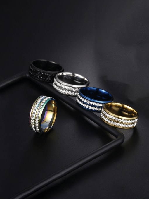 SM-Men's Jewelry Stainless steel Enamel Rhinestone Geometric Minimalist Band Ring 0