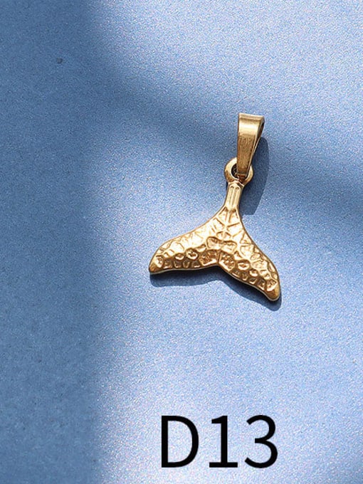 D13 Gold Print fishtail Titanium 316L Stainless Steel  Moon Star Vintage Pendant with e-coated waterproof