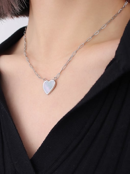 P929 steel pointed Peach Heart Necklace Titanium Steel Shell Heart Minimalist Necklace