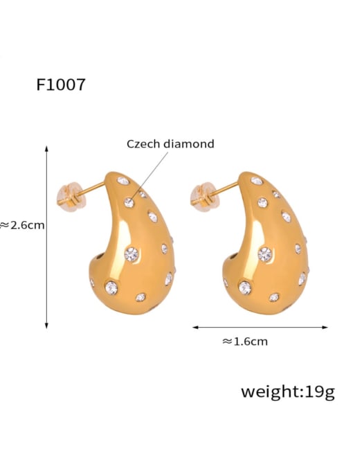 F1007,CZ Gold Earring Titanium Steel Drop Metal Earring with 6 styles