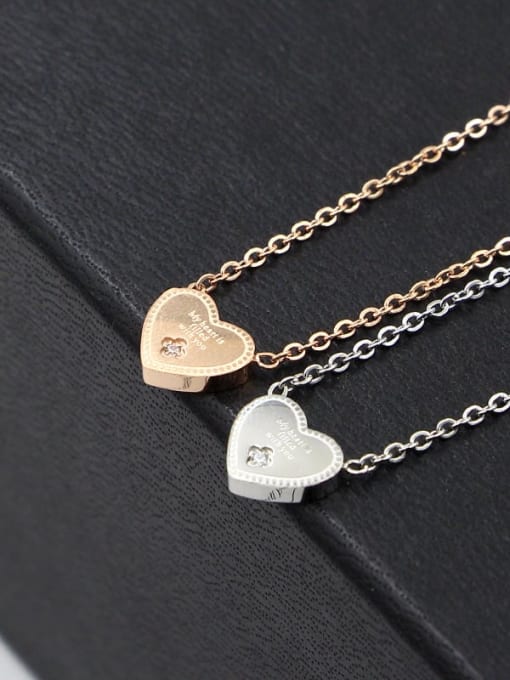 K.Love Titanium Cubic Zirconia Heart Dainty Necklace 0