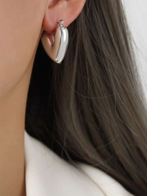 F1028 Steel Earrings Titanium Steel Trend Heart  Earring and Necklace Set