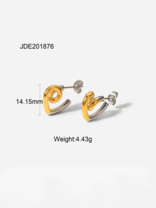 JDE201876 Stainless steel Geometric Hip Hop Stud Earring