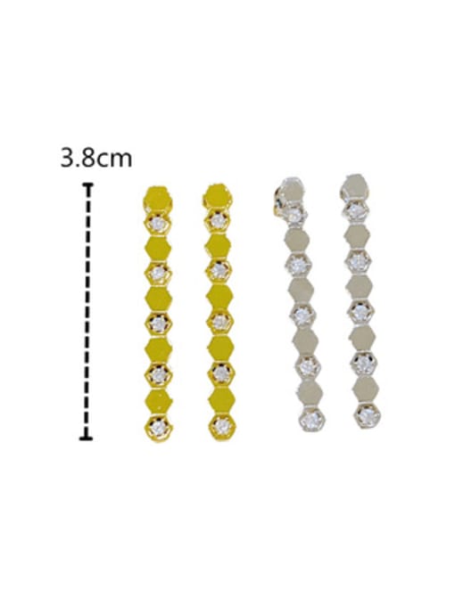 Clioro Brass Cubic Zirconia Geometric  Tassel  Minimalist Drop Earring 2