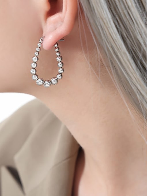 F1005 Steel Color Earrings Titanium Steel Geometric Trend Hoop Earring