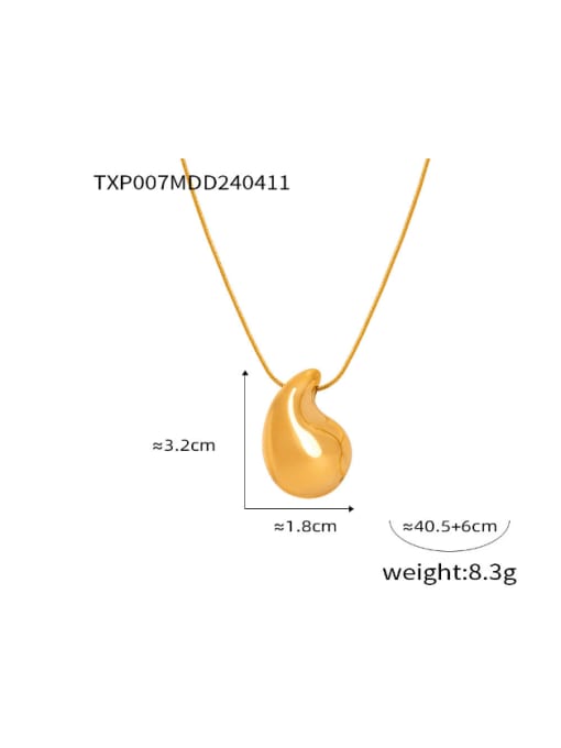 TXP007 Gold Necklace Titanium Steel Cubic Zirconia Water Drop Hip Hop Earring and Necklace Set