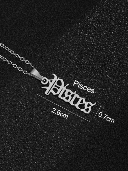 Steel Pisces Stainless steel Constellation Hip Hop Necklace