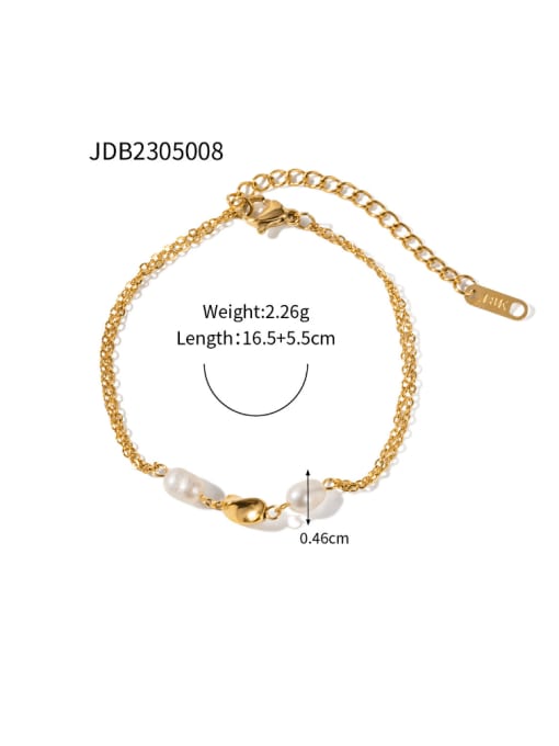 JDB2305008 Stainless steel Imitation Pearl Hip Hop Geometric  Bracelet and Necklace Set