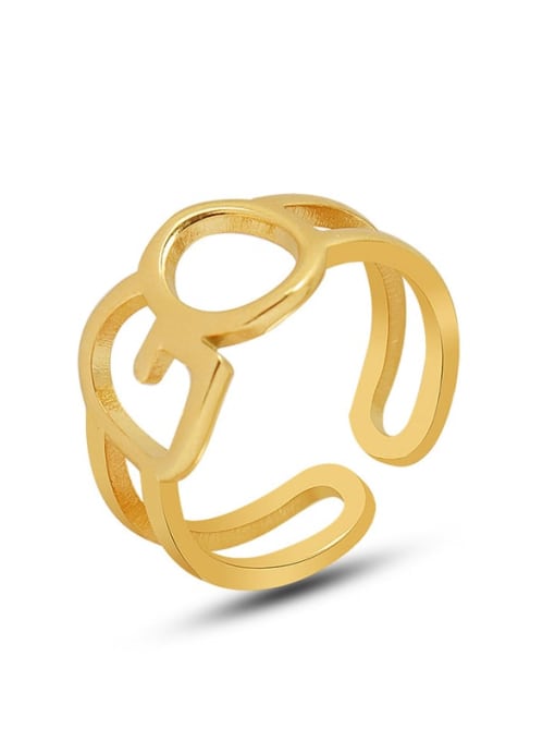 A295 gold go open ring Titanium Steel Geometric Minimalist Stackable Ring