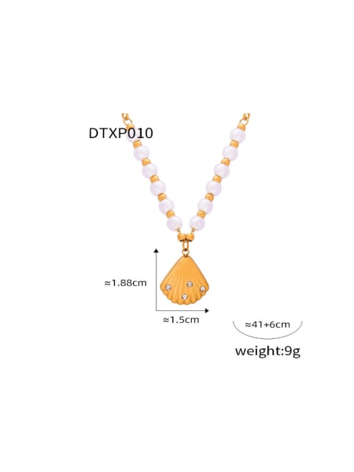 MDTXP010 Gold Necklace Trend Irregular Titanium Steel Freshwater Pearl Earring and Necklace Set