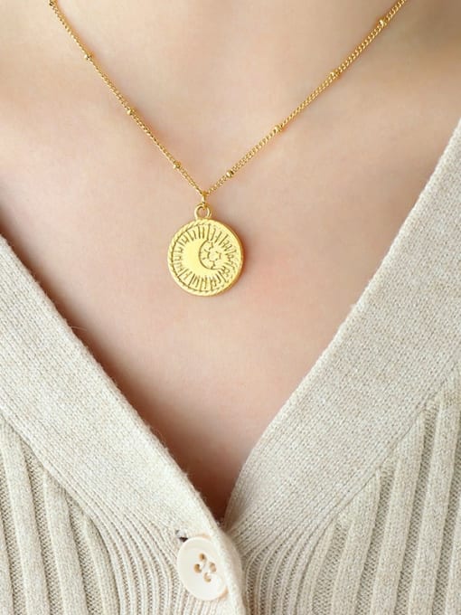 Gold necklace 40 +5cm Titanium Steel Moon Minimalist Necklace