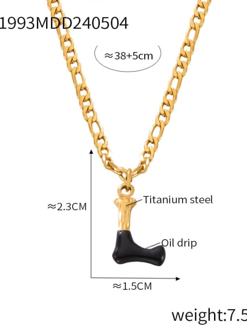 P1993 Gold Black Necklace L Titanium Steel Letter Hip Hop Necklace