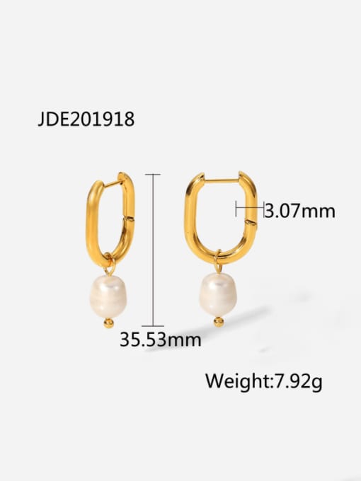 J&D Stainless steel Imitation Pearl Geometric Vintage Huggie Earring 2