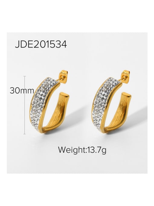 JDE201534 Stainless steel Cubic Zirconia Geometric Stud Earring