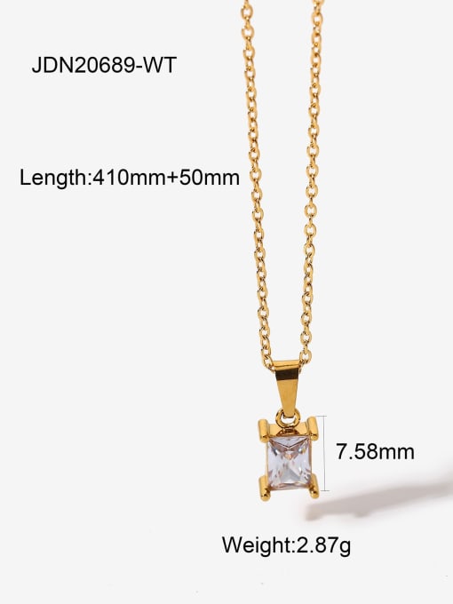 JDN20689 WT Stainless steel Cubic Zirconia Rectangle Trend Necklace