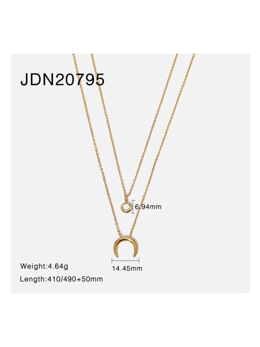 JDN20795 Stainless steel Cubic Zirconia Moon Trend Multi Strand Necklace