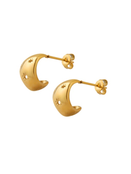 F100 Gold Earrings Titanium Steel Rhinestone Geometric Vintage Stud Earring