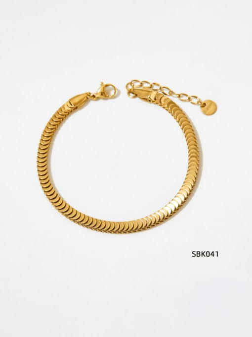 SBK041 Gold Stainless steel Snake Bone Chain Hip Hop Link Bracelet