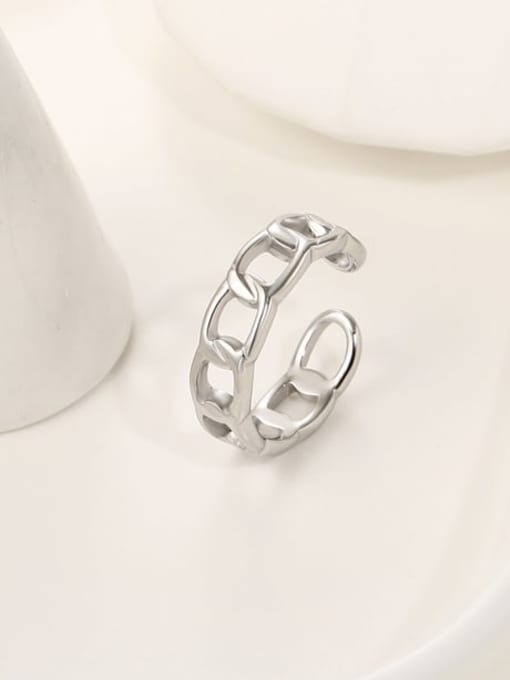 SR21062806S Stainless steel Hollow  Geometric Minimalist Band Ring