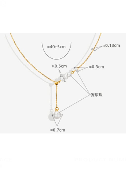 MAKA Titanium Steel Imitation Pearl Tassel Minimalist Necklace 2