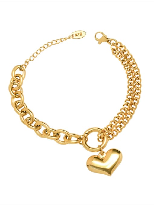 MAKA Titanium 316L Stainless Steel Heart Vintage Strand Bracelet with e-coated waterproof 0