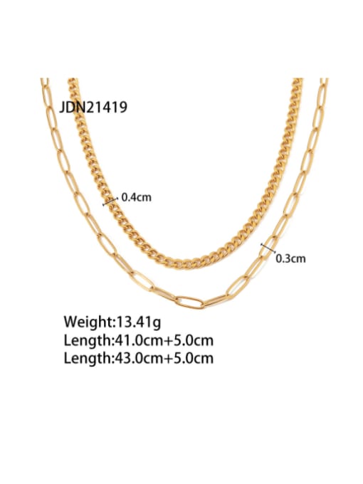 JDN21419 Stainless steel Geometric Hip Hop Multi Strand Necklace