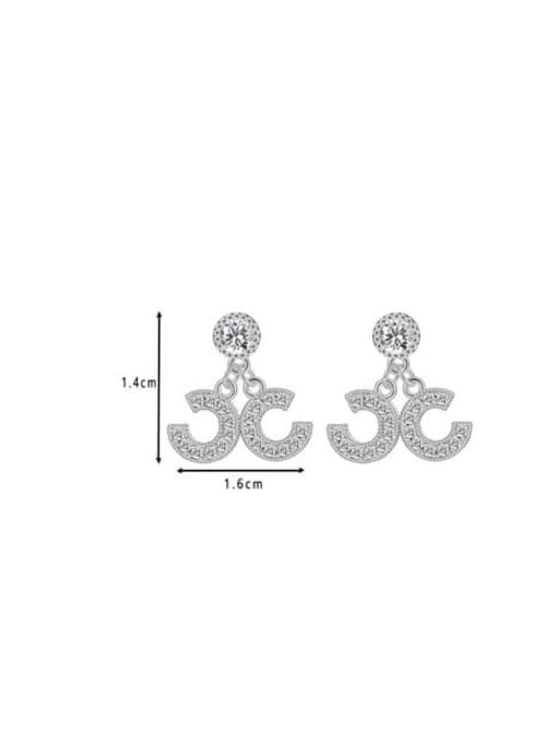 QJM Brass Cubic Zirconia Geometric Trend Stud Earring 3