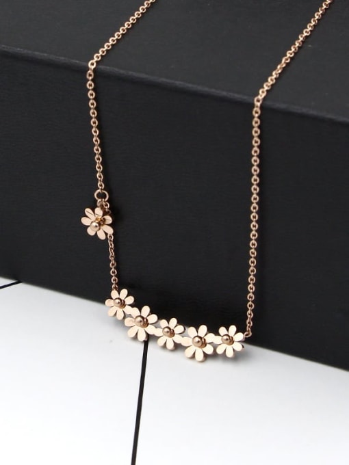 K.Love Titanium  Flower Rosary Dainty Necklace 0