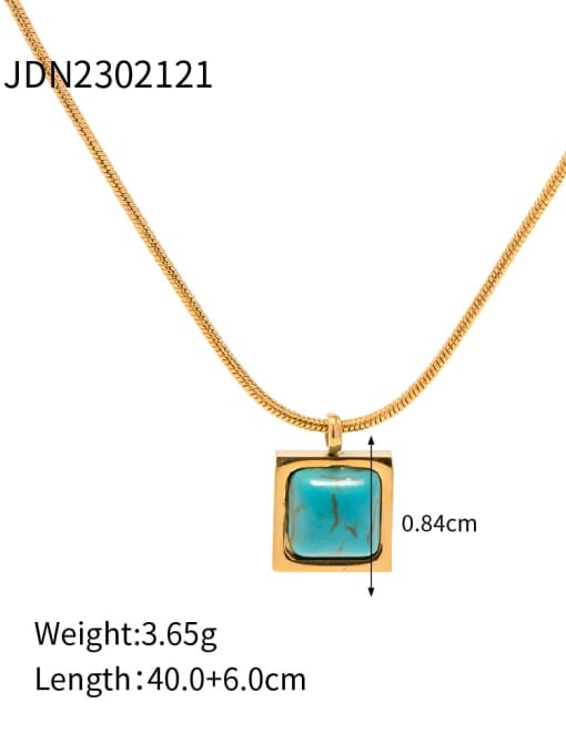 JDN2302121 Stainless steel Turquoise Green Geometric Dainty Necklace